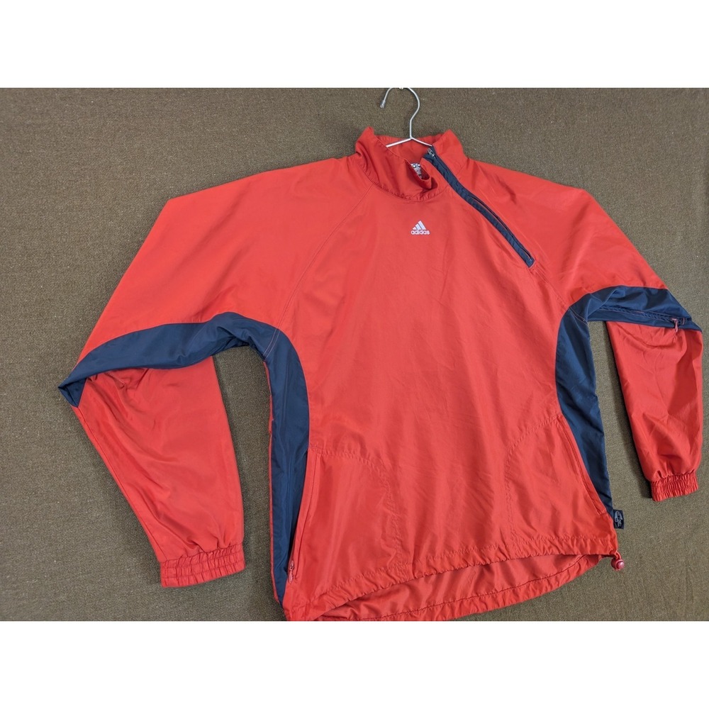Rare 90s Adidas Side Zip Windbreaker Track Jacket Orange Running Zip Closure